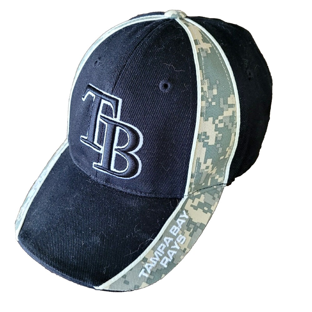 Tampa Bay Rays Camo Hat Cap Black Adjustable Hook and Loop